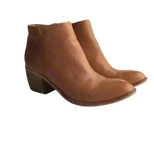 Anthropologie Silent D Ankle Boots Women 10 Brown Orvis Leather Zip Booties